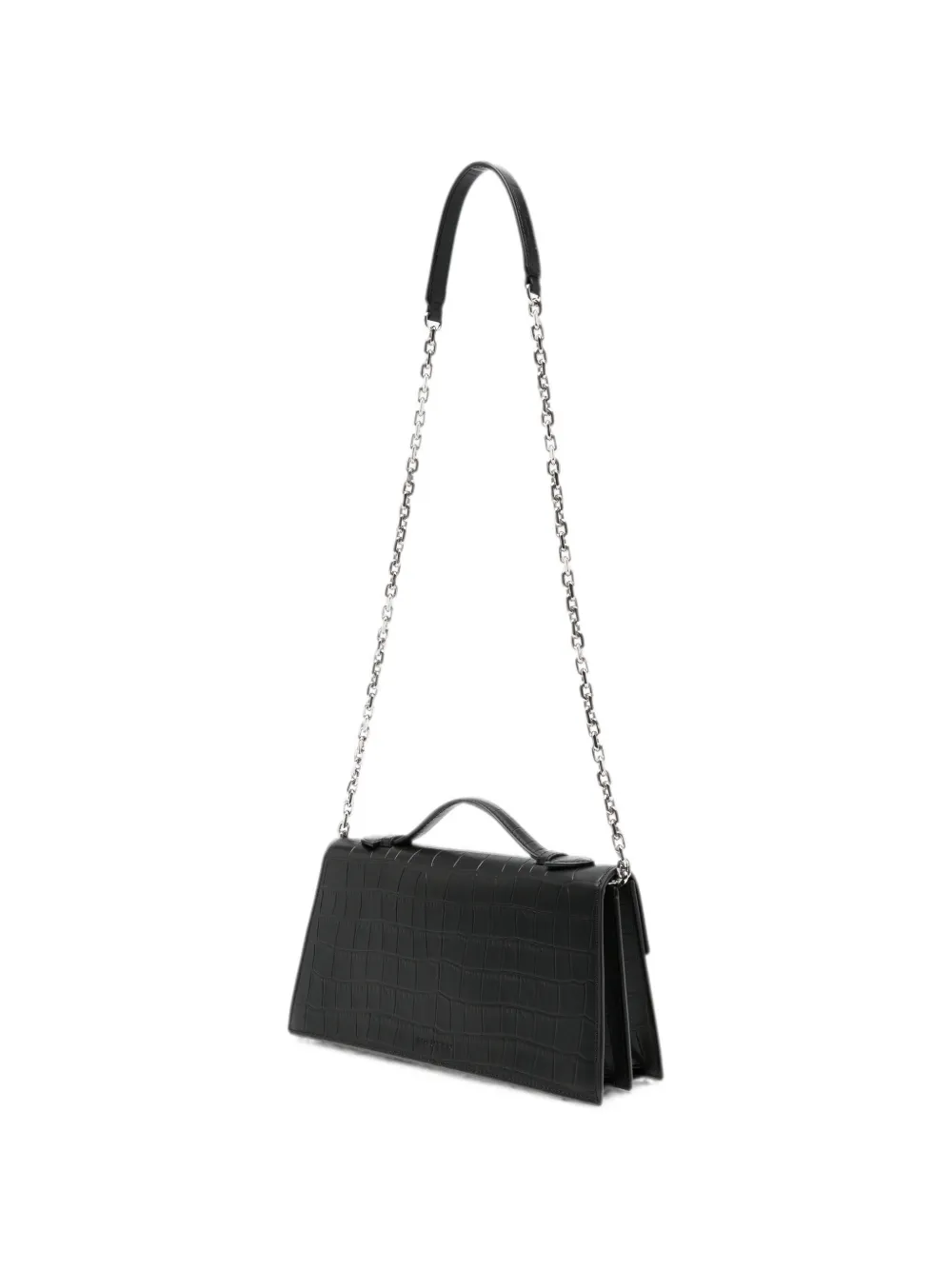 Alexander McQueen Skull leren crossbodytas met krokodillen-reliëf Zwart