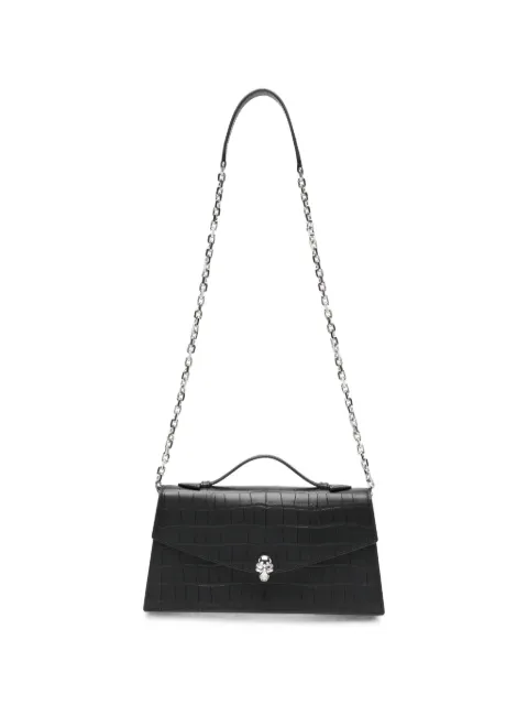 Alexander McQueen Skull croc-effect leather cross body bag
