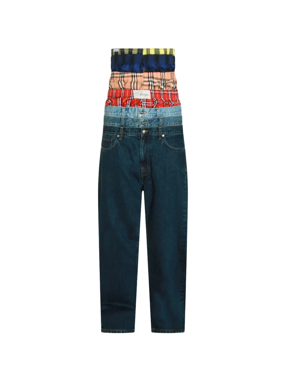AWGE layered check-print jeans - Blu