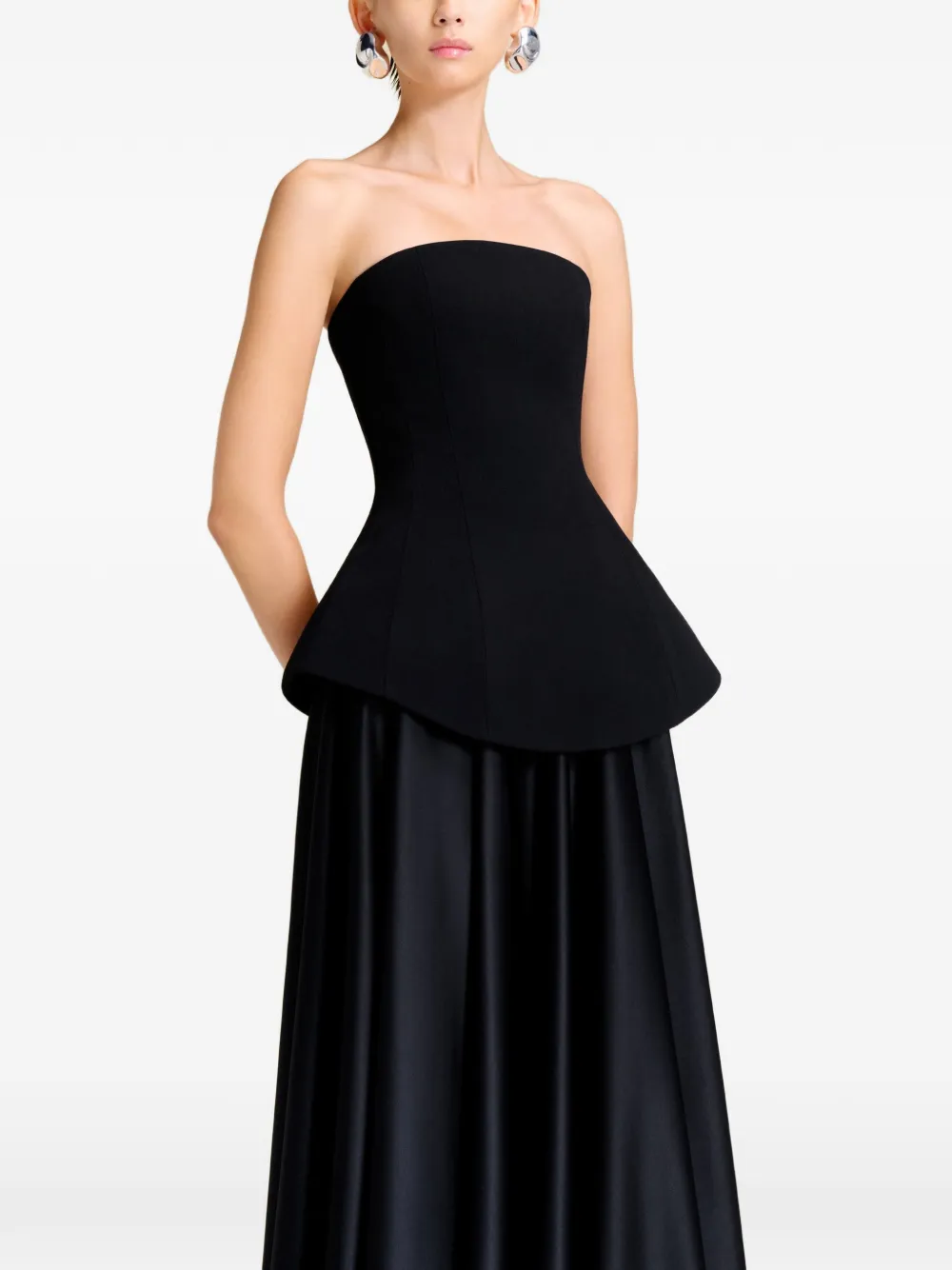 Solace London Oriana peplum-waist maxi dress - Black