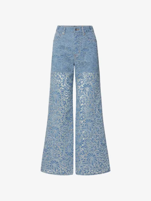 Veronica Beard Taylor floral-devoré jeans