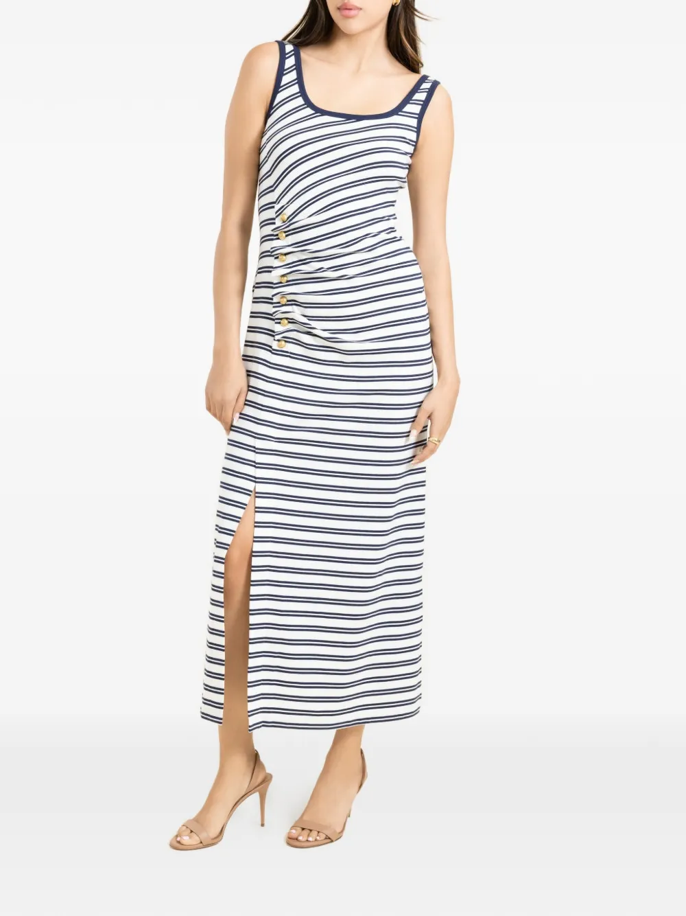 Simkhai Becker striped button-detail midi dress - Bianco