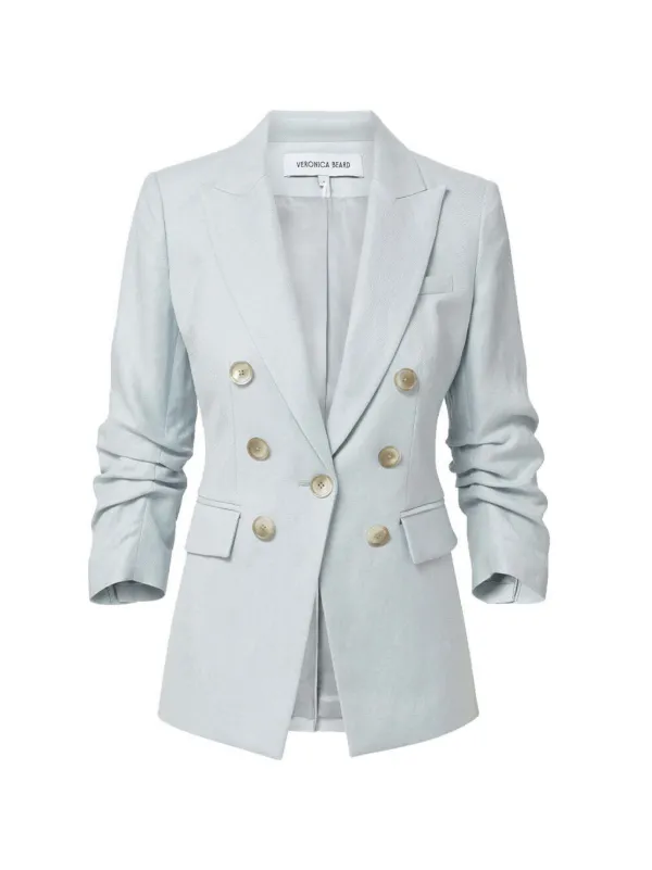 Veronica Beard Tomi Dickey Ruched-sleeve Blazer in Blue