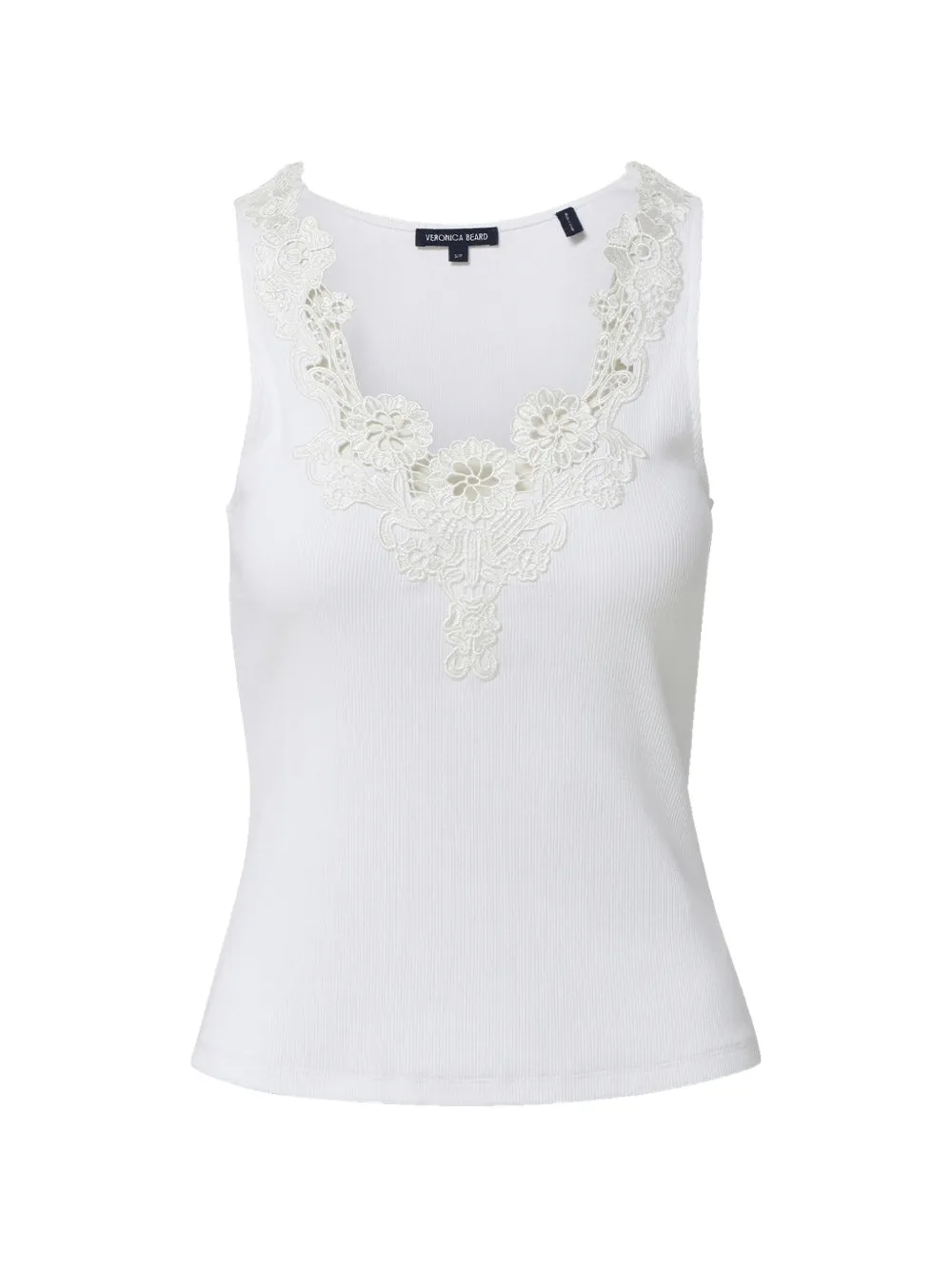 Veronica Beard Narcisa lace-trim ribbed top - Bianco