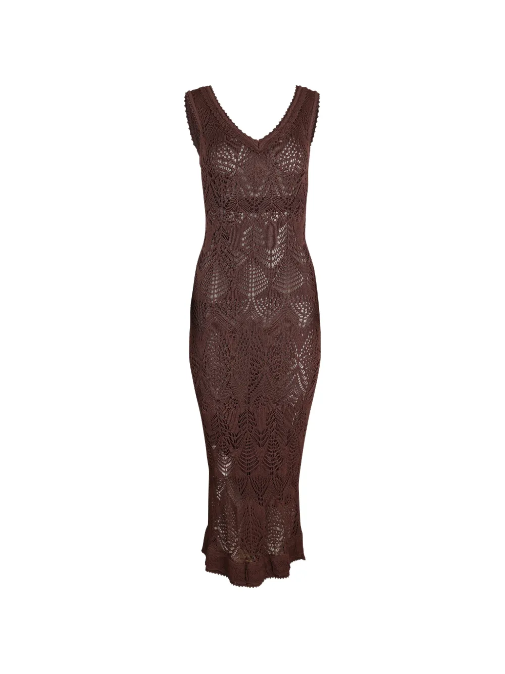 STAUD Roan pointelle-knit midi dress - Braun