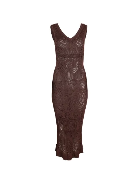 STAUD vestido midi Roan de punto calado