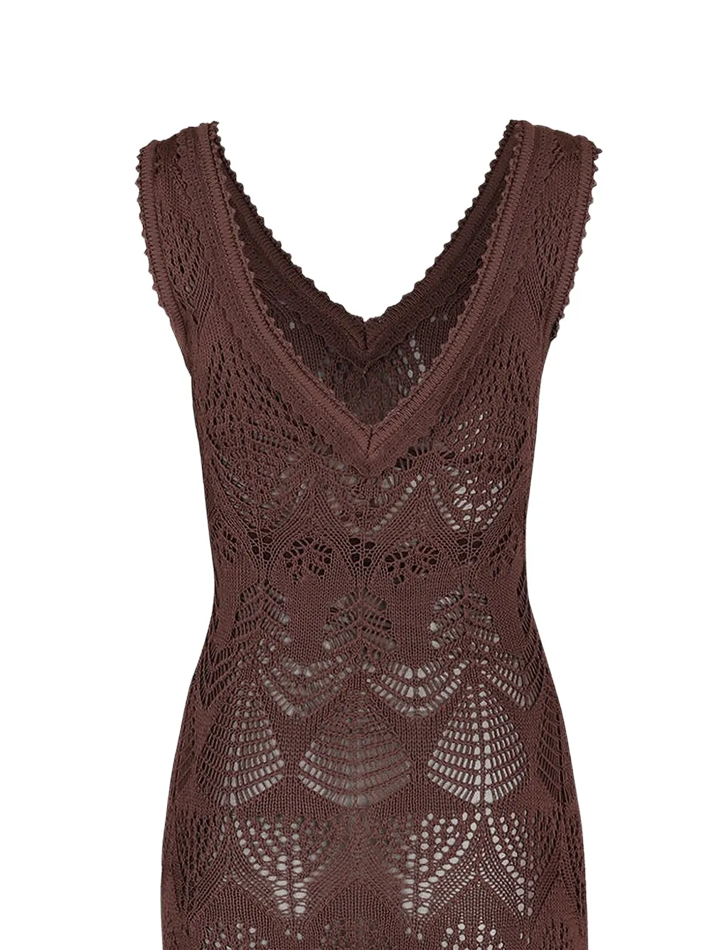 STAUD Roan pointelle gebreide midi-jurk Bruin