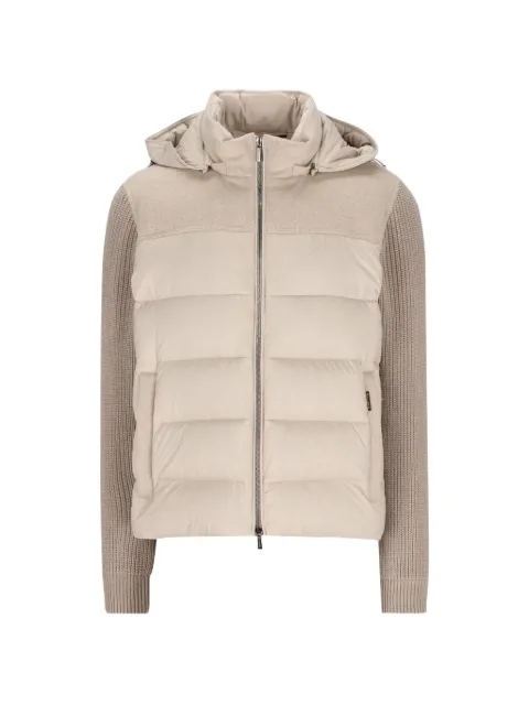 Moorer quilted panelled hooded jacket
