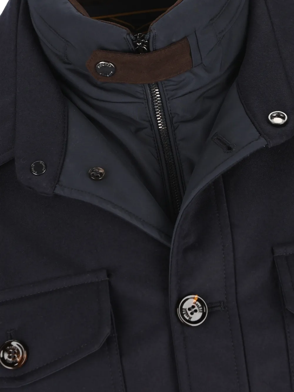 Moorer Button-up jack met zak Blauw