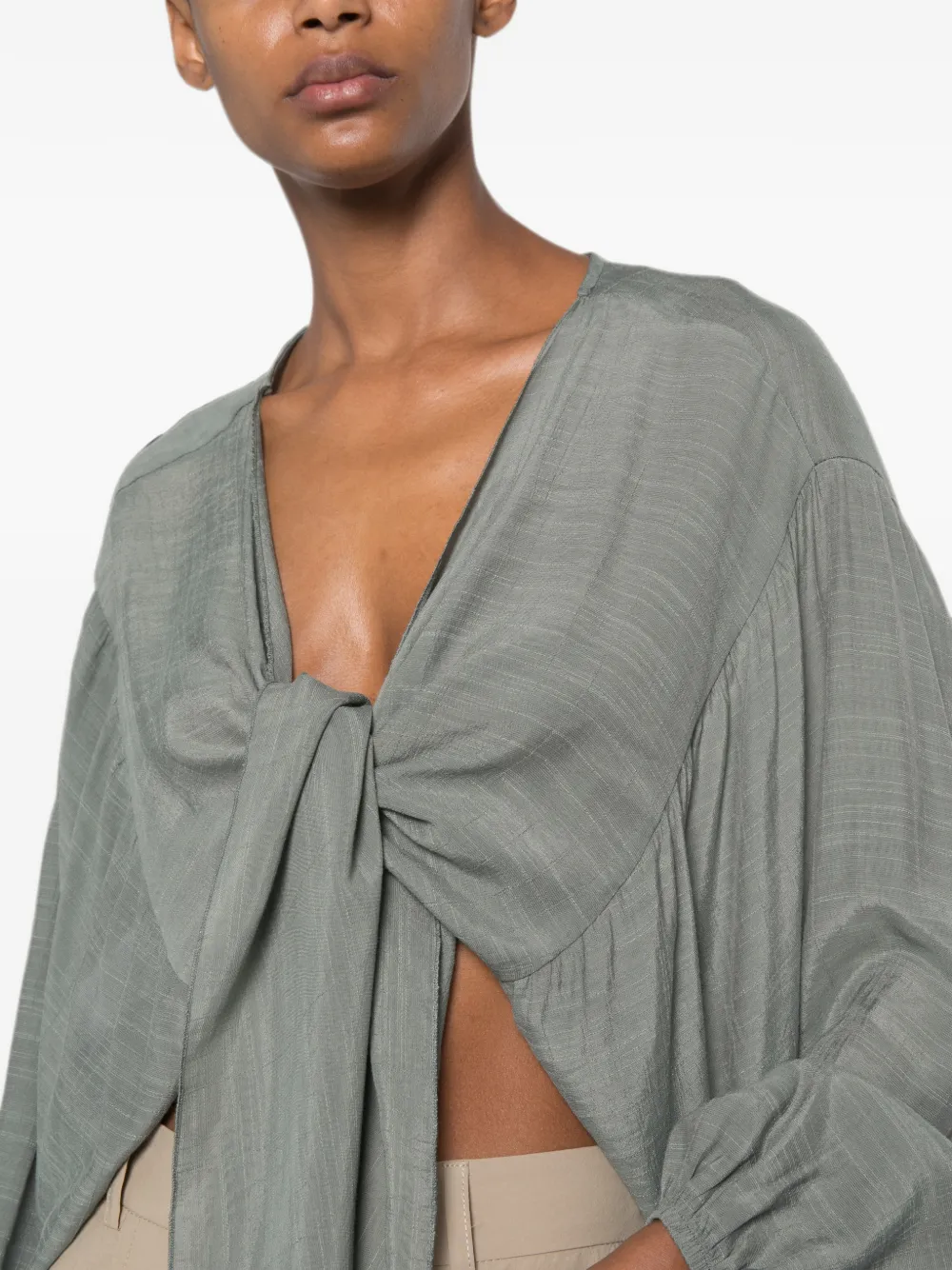 MOUTAKI Cropped jack met gestrikte voorkant Groen