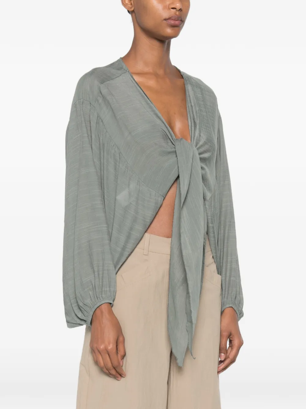 MOUTAKI Cropped jack met gestrikte voorkant Groen