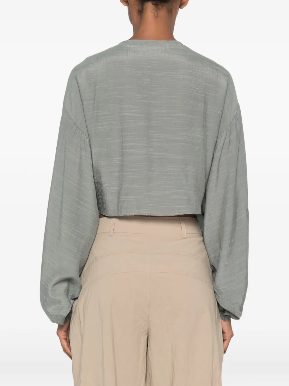 MOUTAKI Cropped jack met gestrikte voorkant Groen