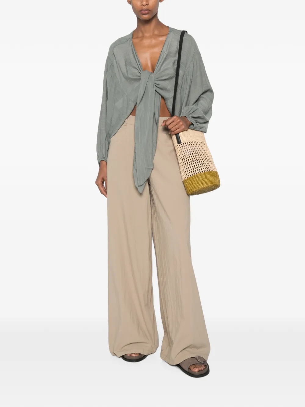 MOUTAKI Cropped jack met gestrikte voorkant Groen