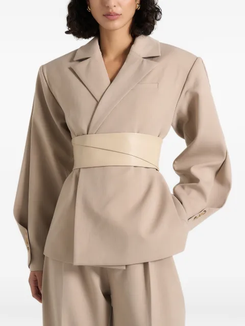 Manière De Voir Marie twist-sleeve tailored blazer with belt