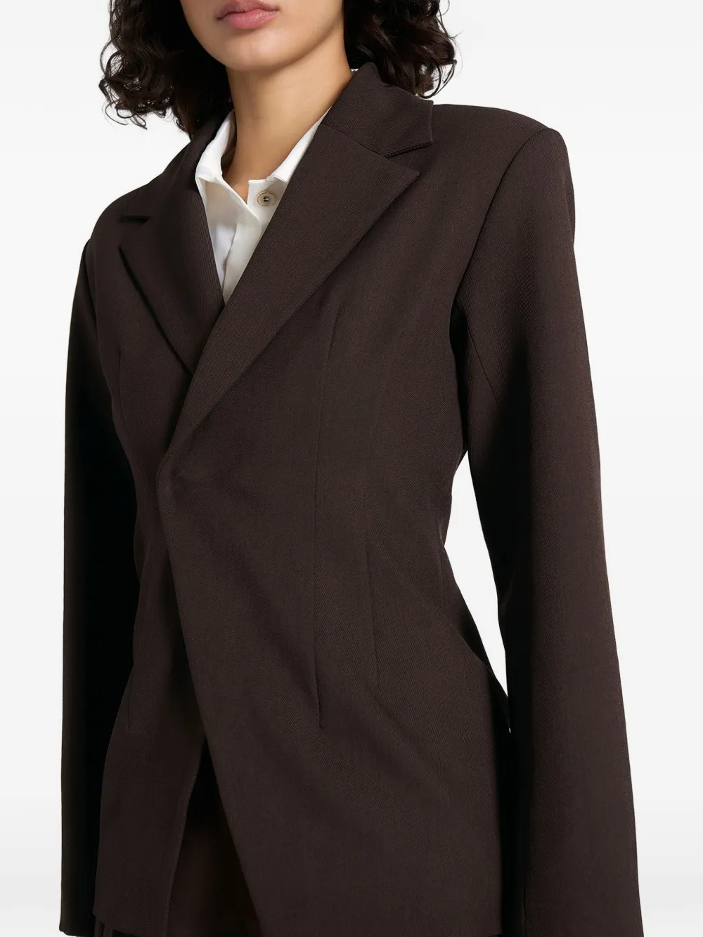 Manière De Voir Beatrice getailleerde gesmockte blazer Bruin