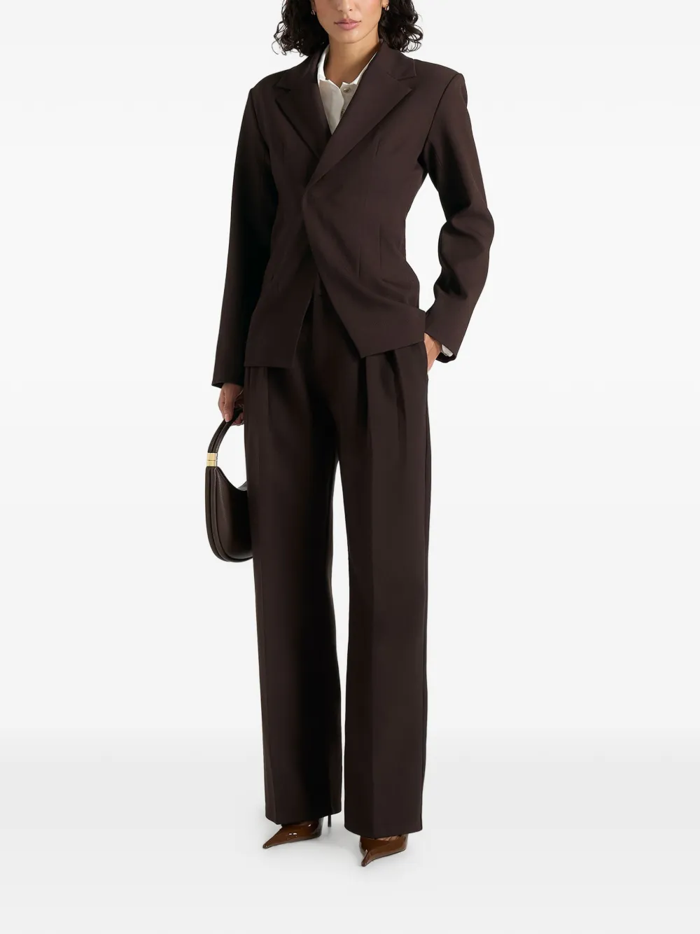 Manière De Voir Beatrice getailleerde gesmockte blazer Bruin