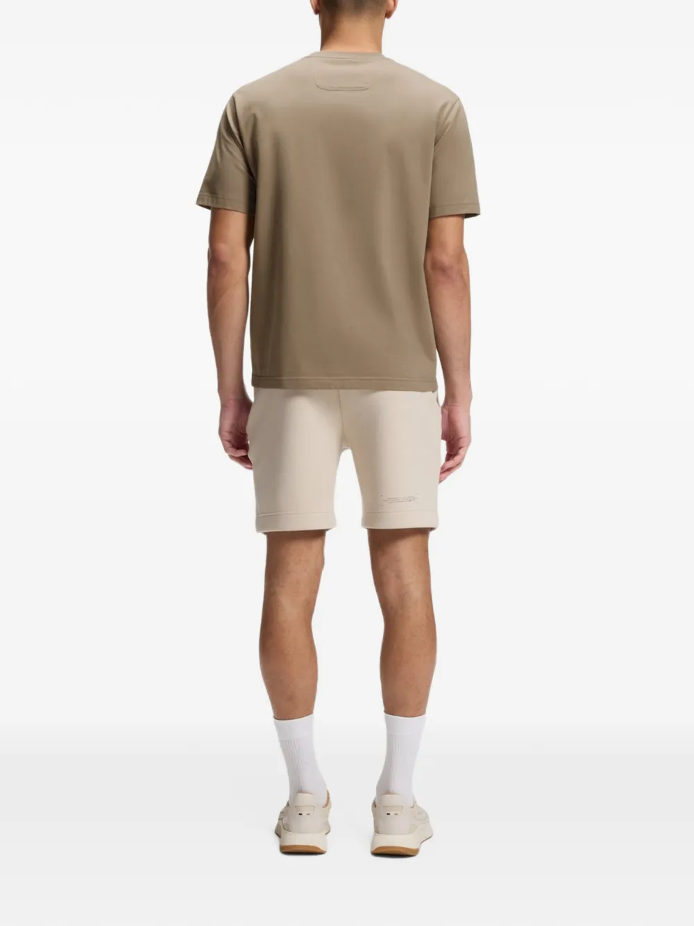 BOSS T-shirt met logoprint met ronde hals Beige