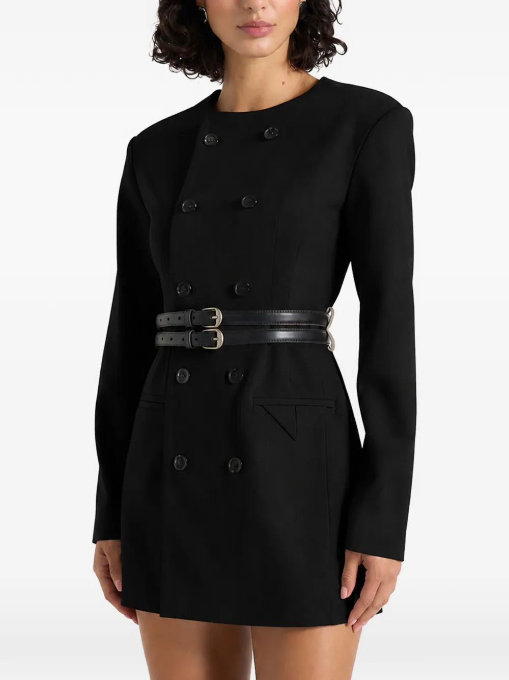 Manière De Voir Sierra double-breasted belted blazer dress - Nero