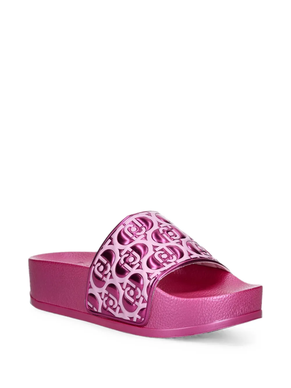 LIU JO logo-embossed platform slides Roze