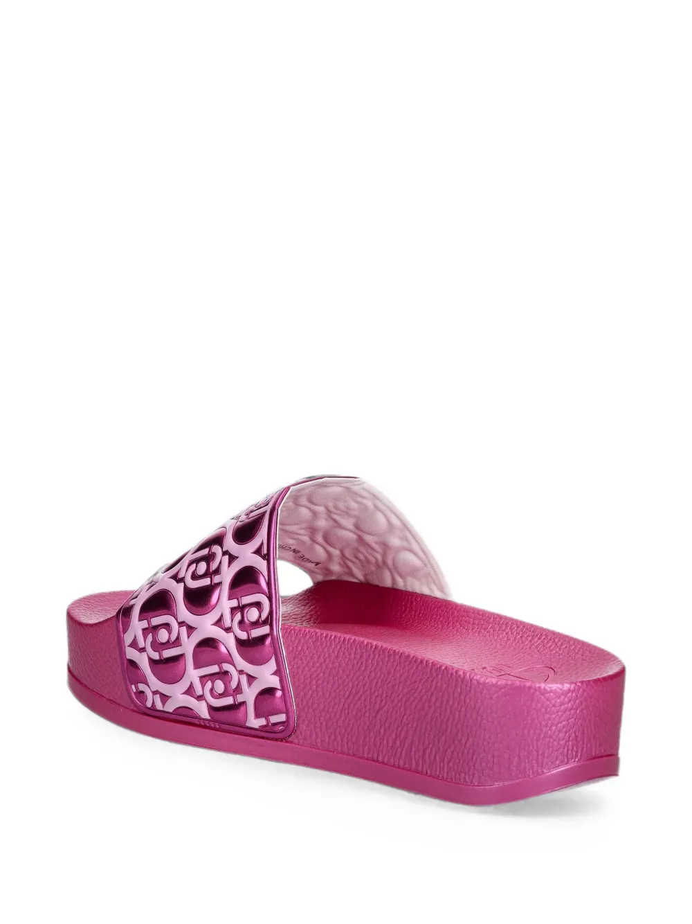 LIU JO logo-embossed platform slides Roze