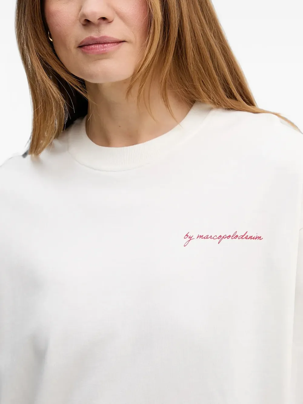 Marc O'Polo Trui met geborduurd logo en ananas-print Wit
