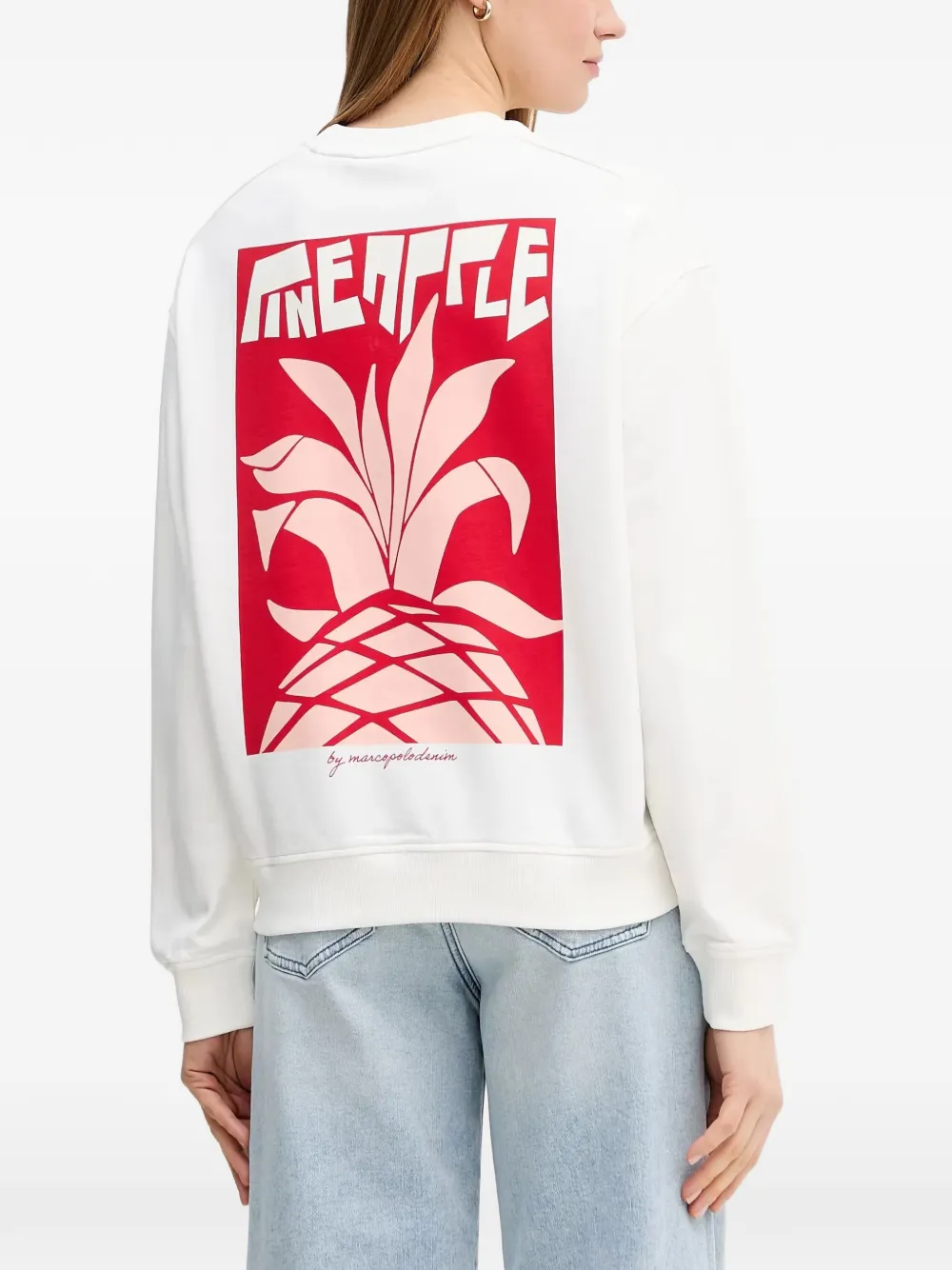 Marc O'Polo Trui met geborduurd logo en ananas-print Wit