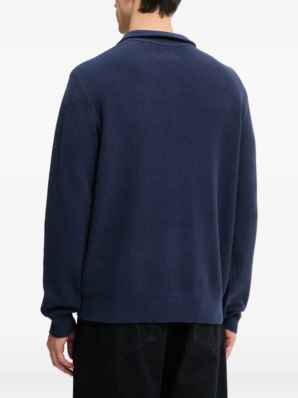 Levi's Housemark geribbelde trui met kwartrits Blauw