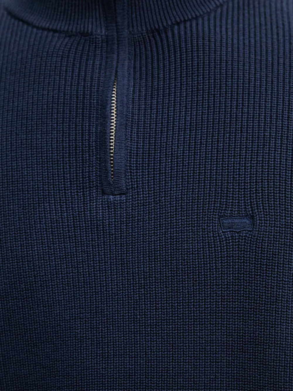 Levi's Housemark geribbelde trui met kwartrits Blauw
