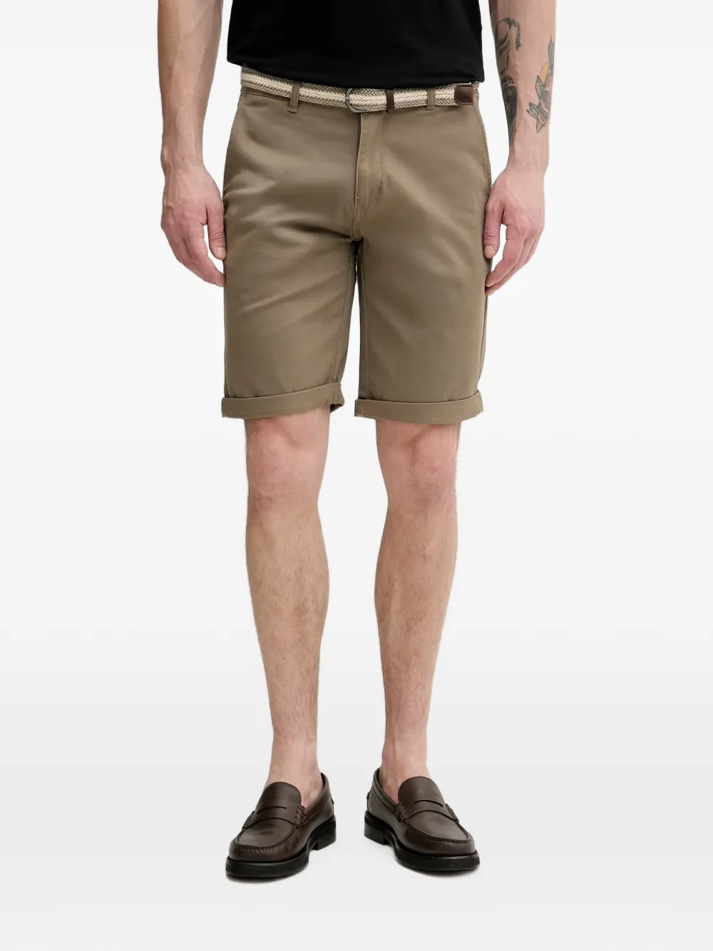 Lindbergh belted turned-up shorts - Toni neutri