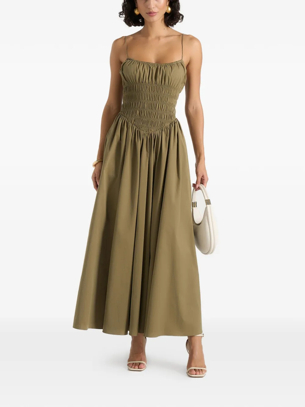 Manière De Voir Elva smocked-waist cotton maxi dress - Green