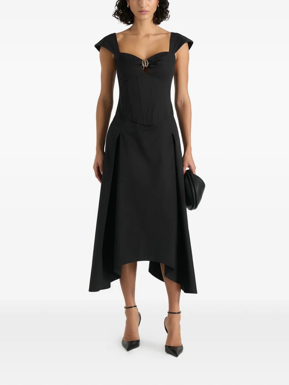 Manière De Voir Abito midi Faith con maniche ad aletta - Nero