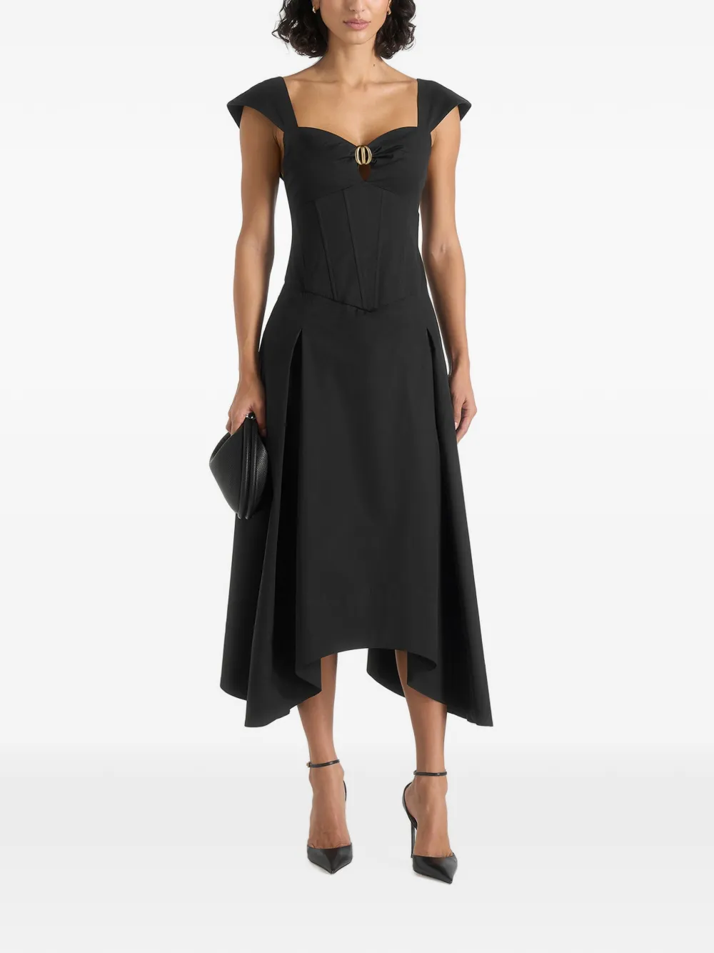 Manière De Voir Abito midi Faith con maniche ad aletta - Nero