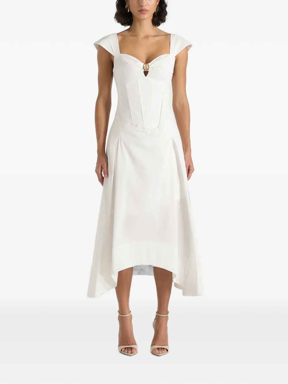 Manière De Voir Abito midi Faith con maniche ad aletta - Bianco