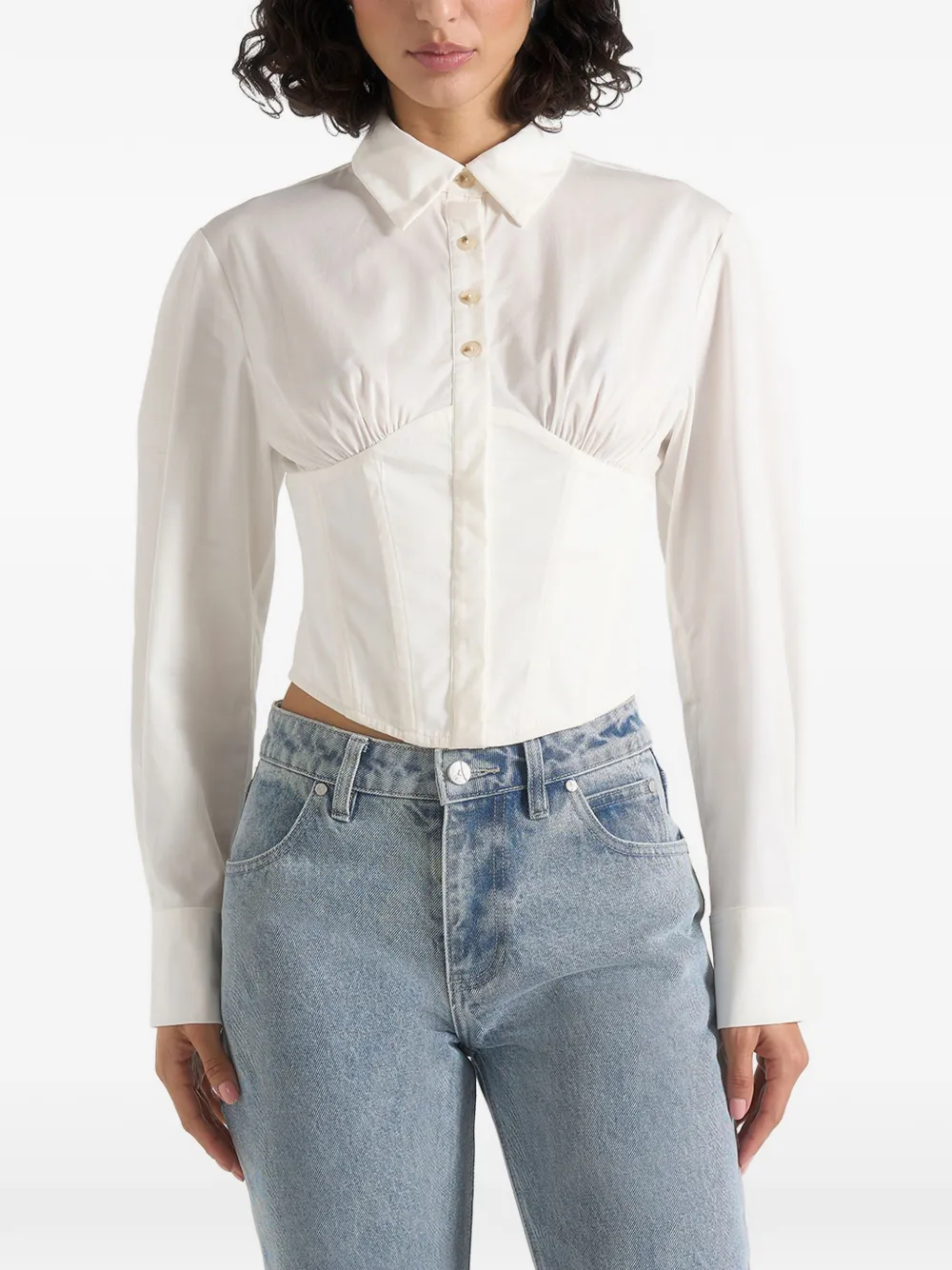 Manière De Voir Margot in white cotton corset shirt