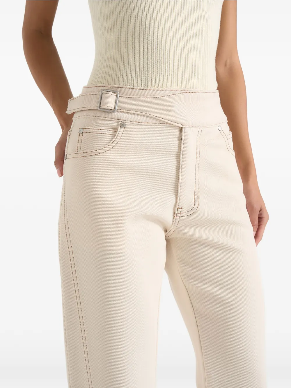 Manière De Voir Loane boyfriend jeans met gedraaide pijpen Beige