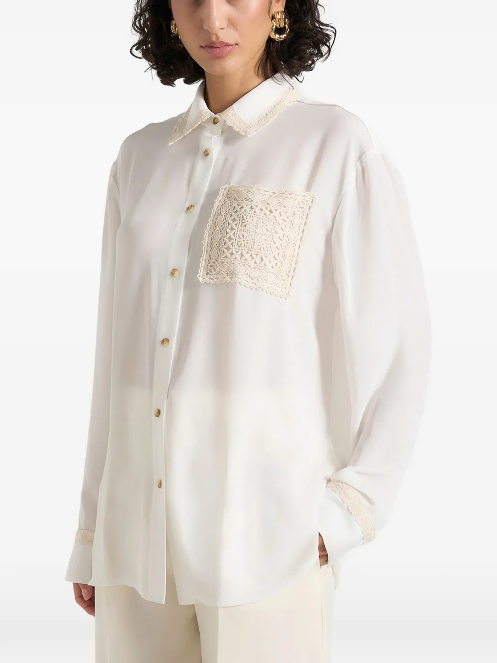 Manière De Voir Mya crochet-detail georgette shirt - Bianco