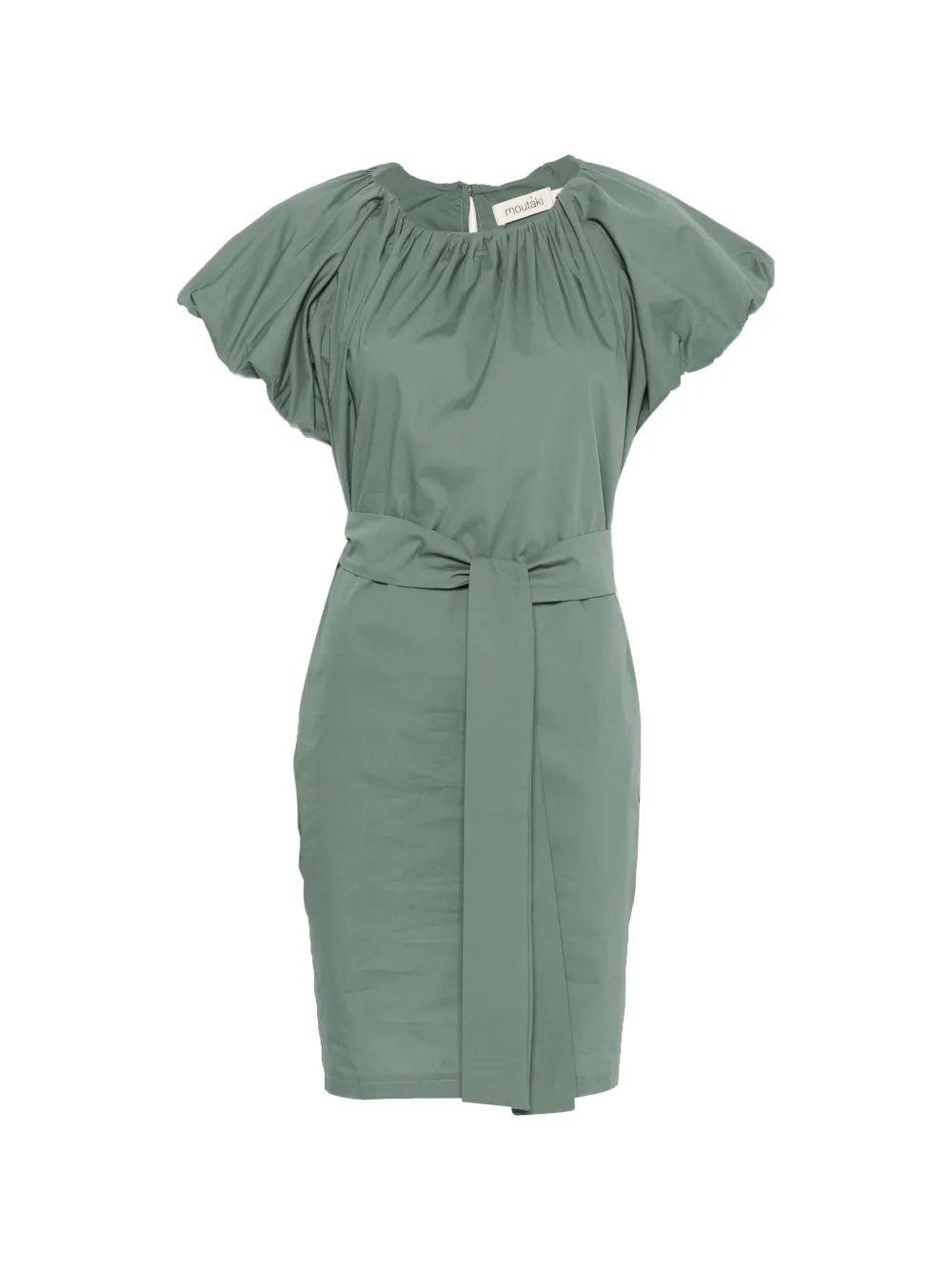 MOUTAKI puff-sleeve belted mini dress - Verde