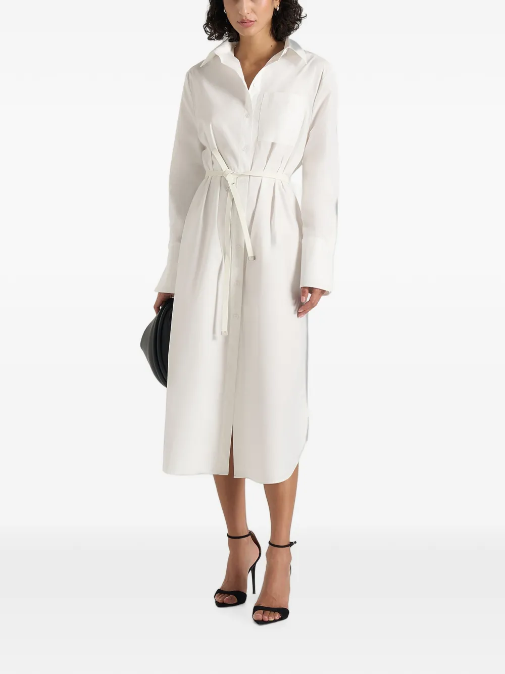 Manière De Voir Isa in white belted cotton midi shirt dress