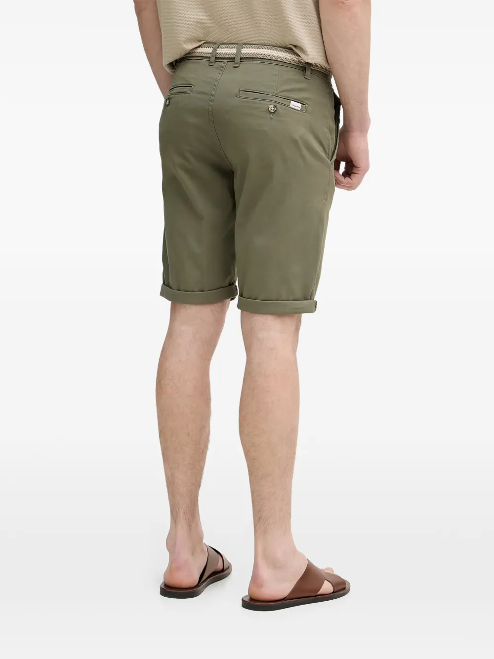 Lindbergh Chino shorts met opgerolde manchetten Groen
