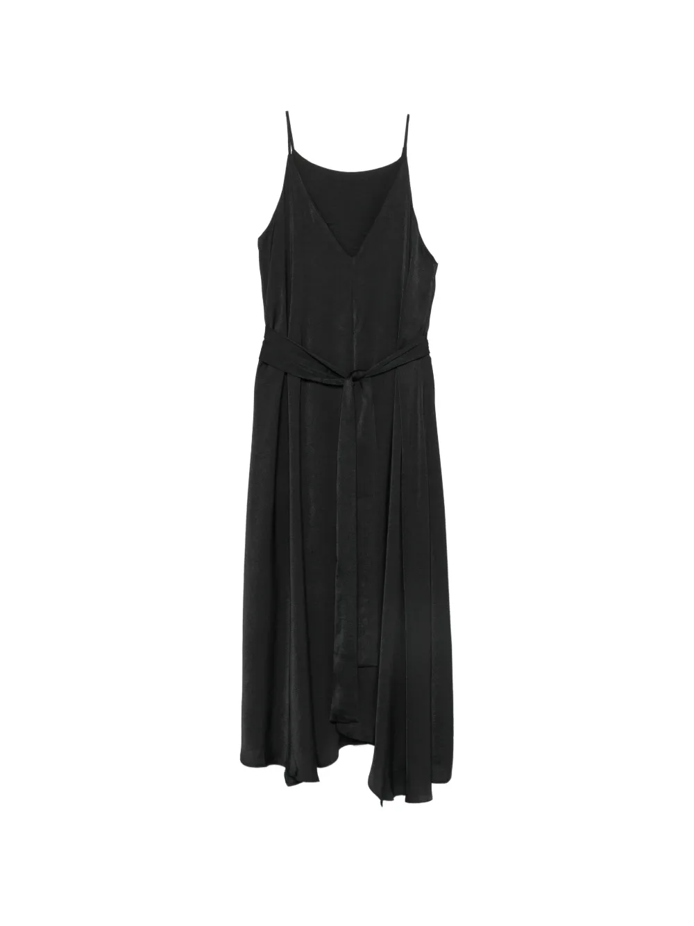 MOUTAKI V-neck belted asymmetric midi dress - Nero