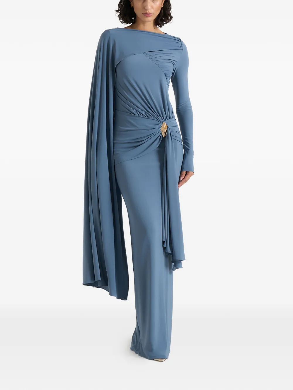 Manière De Voir Asymmetrisches Edena Maxikleid mit Drapierung - Blau