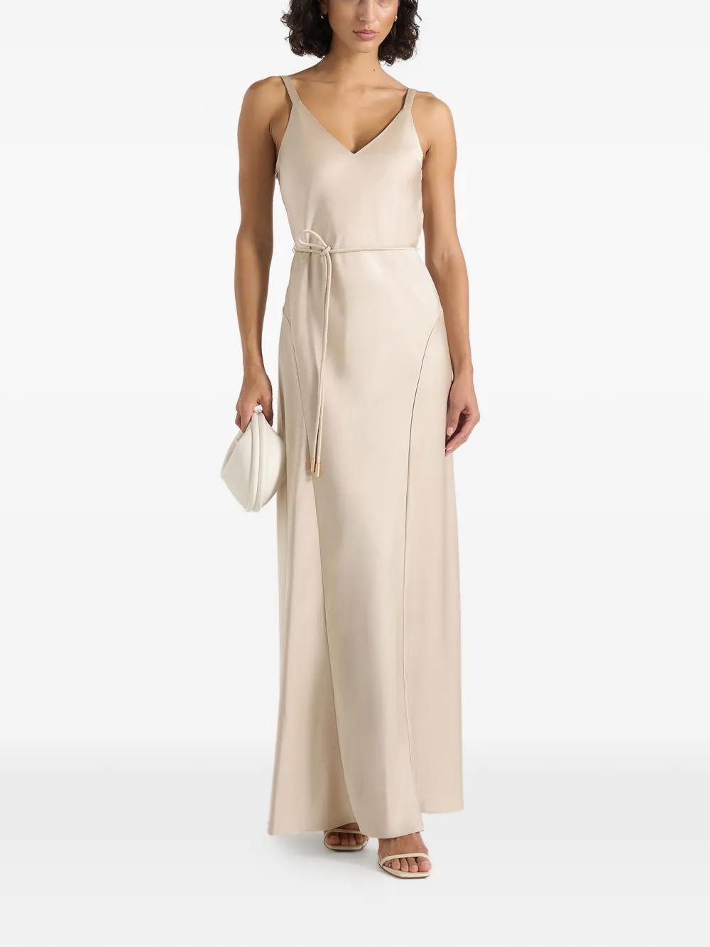 Manière De Voir Saffron satin belted maxi dress - Toni neutri