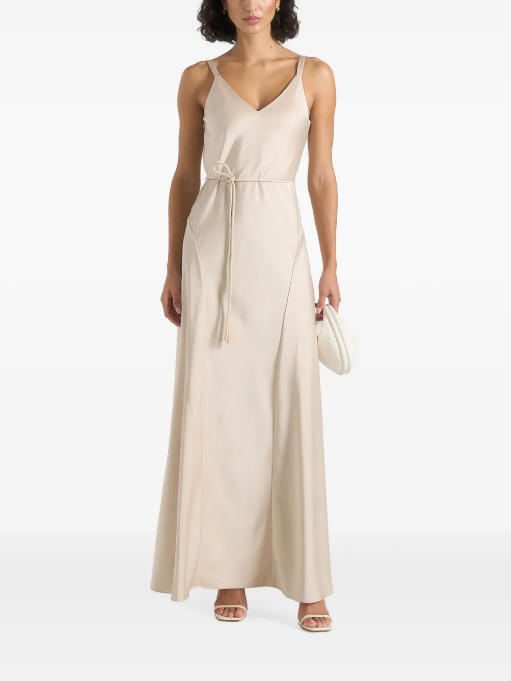 Manière De Voir Saffron satin belted maxi dress