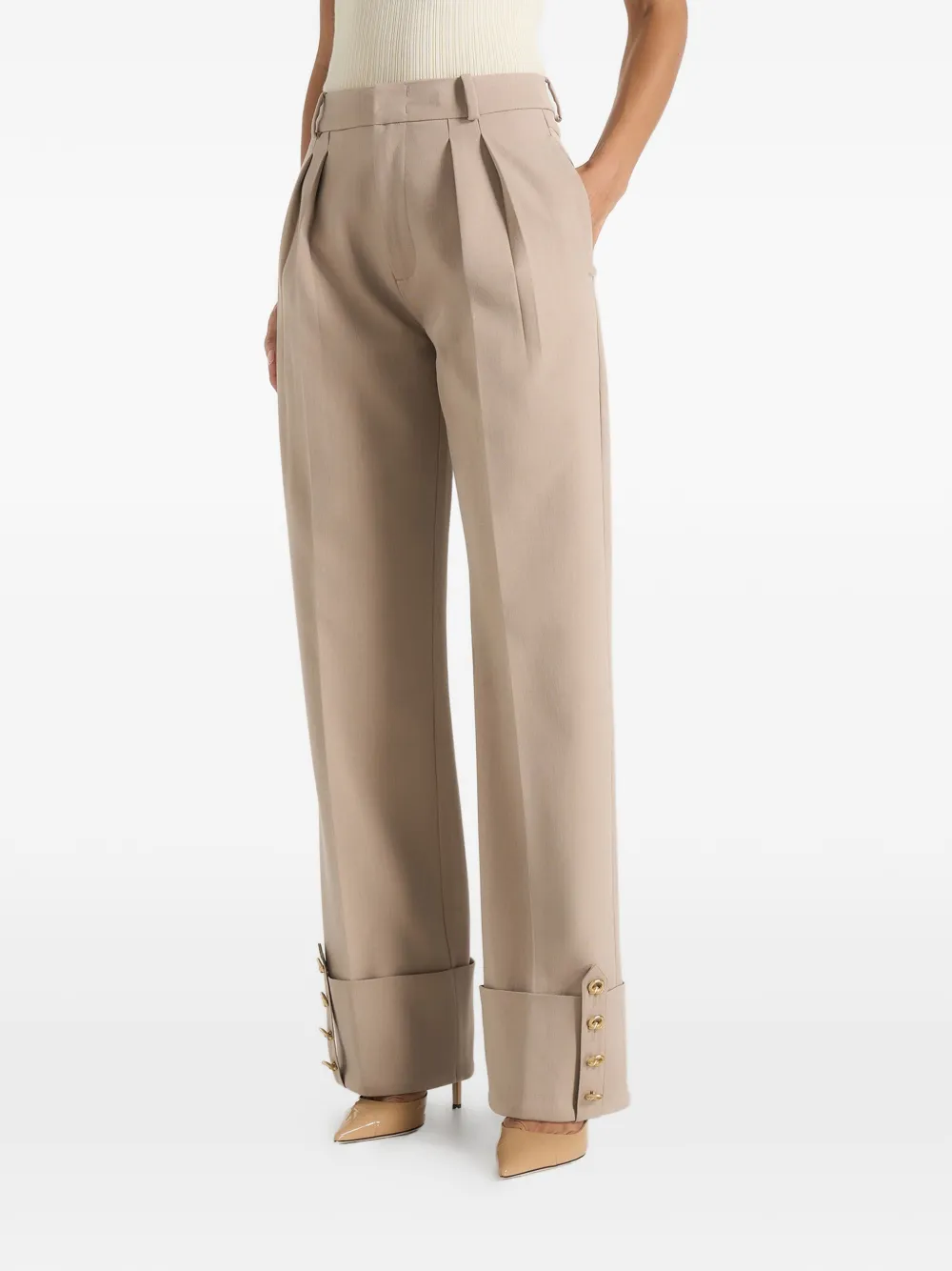 Manière De Voir Darlene turn-up detail tailored twin pleat pants - Toni neutri