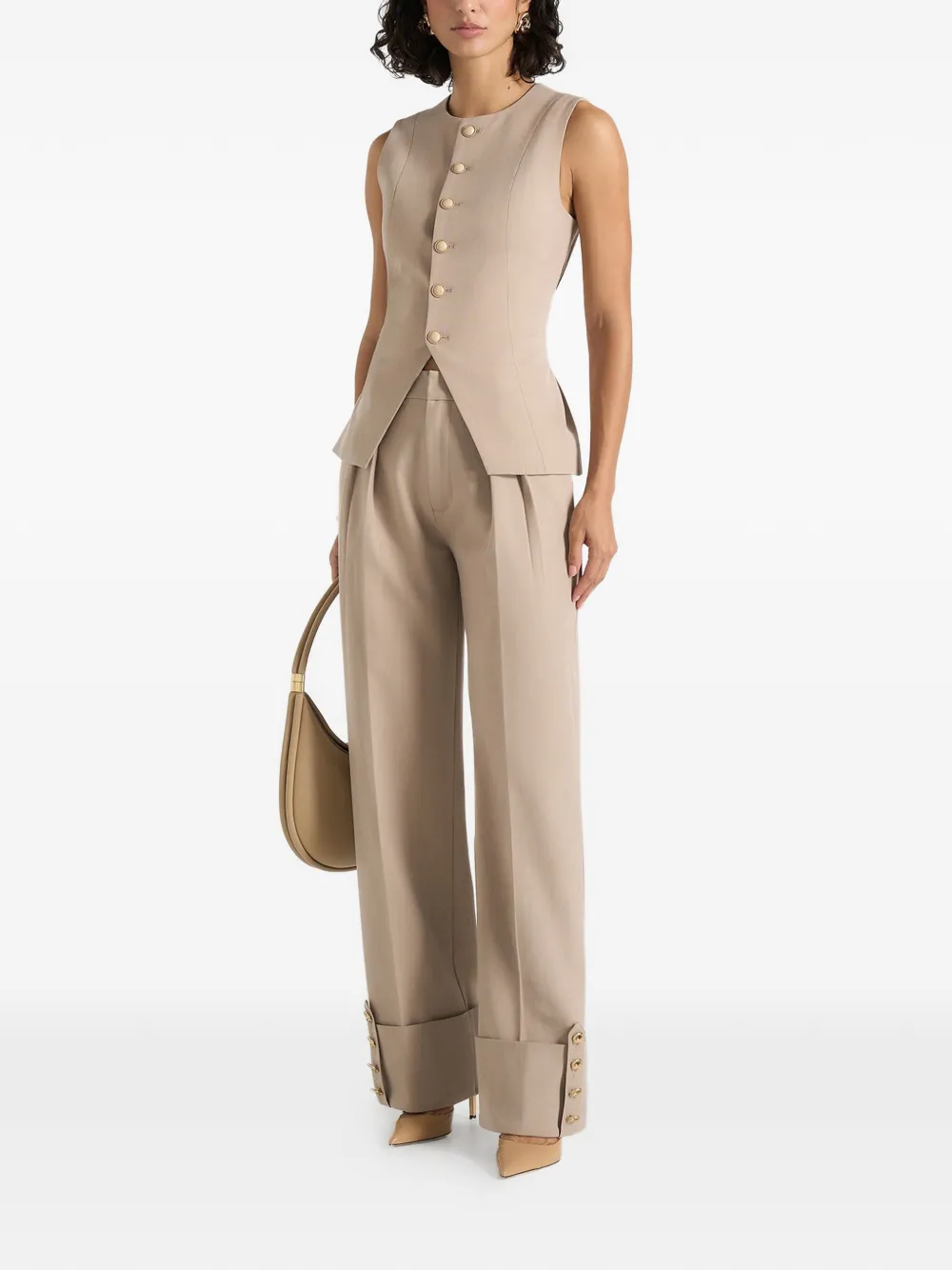 Manière De Voir Darlene pantalon met plooien en omgeslagen detail Beige