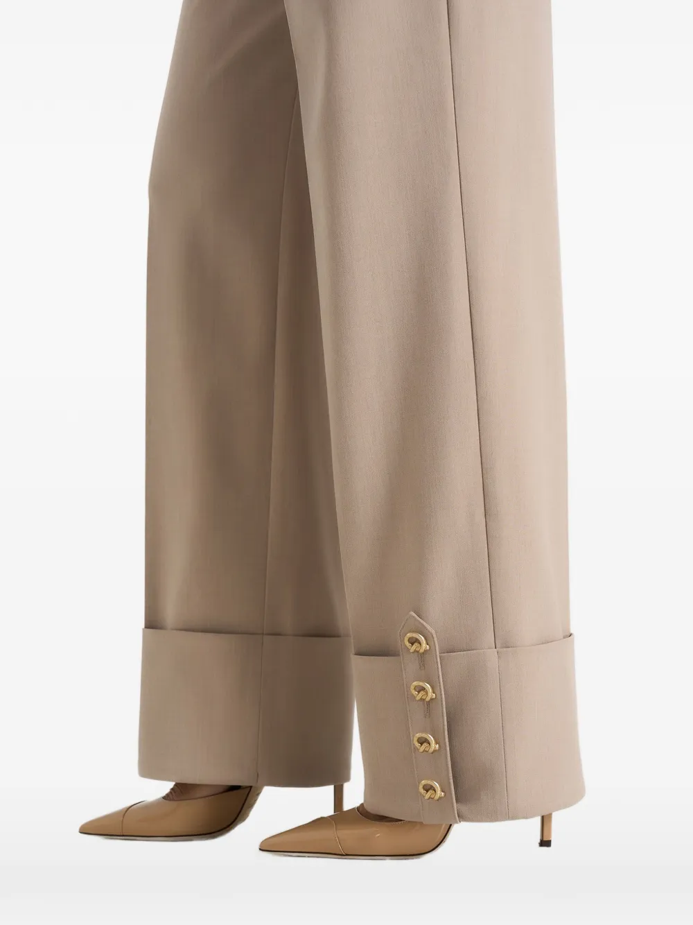 Manière De Voir Darlene pantalon met plooien en omgeslagen detail Beige