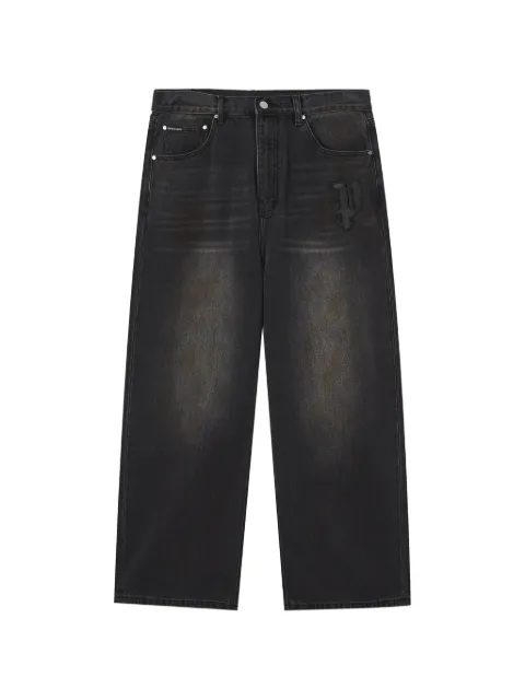 Palm Angels logo-patch faded jeans