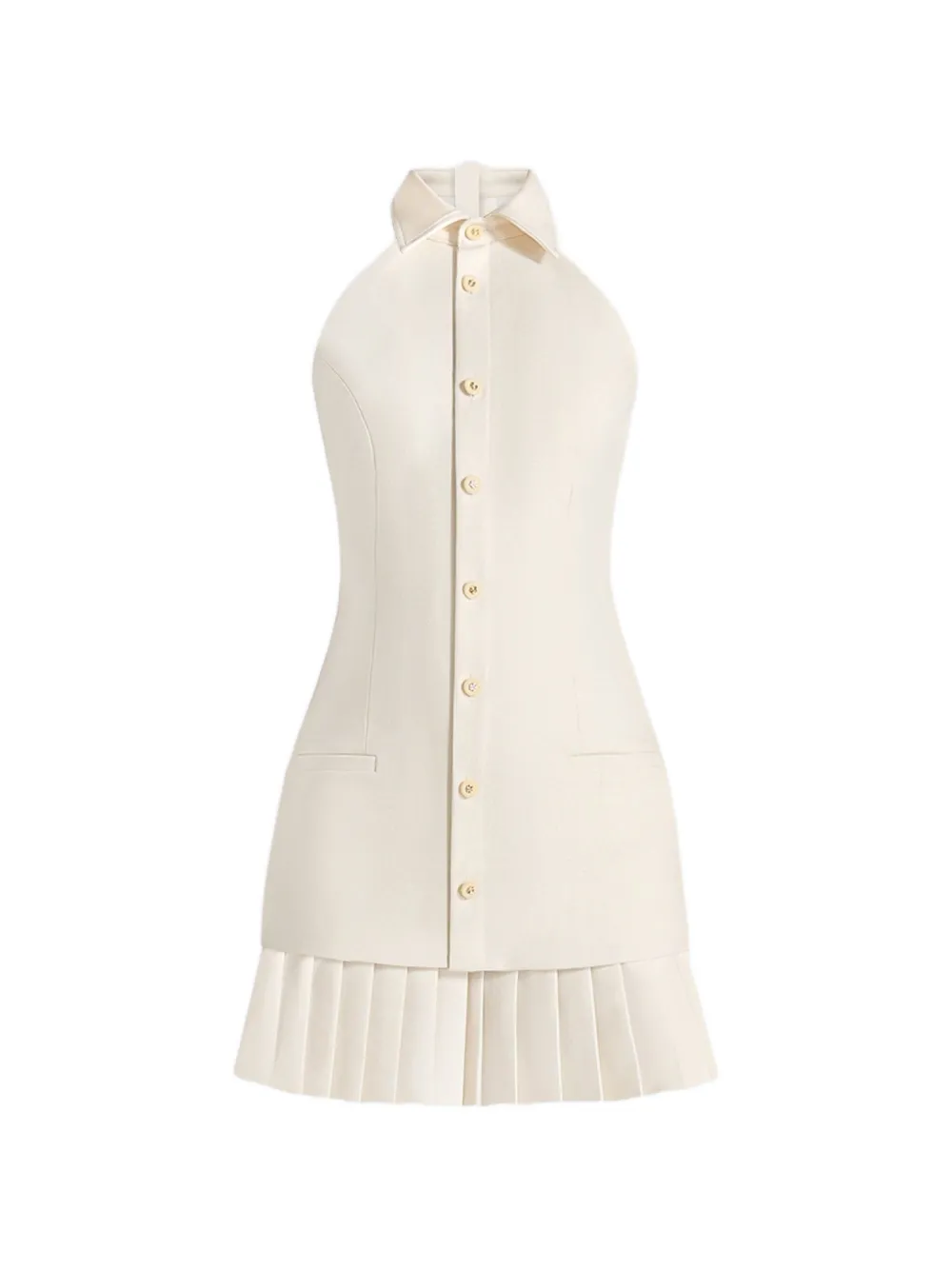 Manière De Voir Jasmine in cream halterneck pleated mini dress - Toni neutri