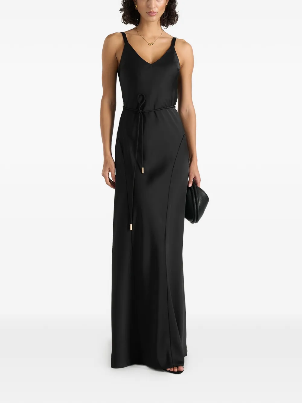 Manière De Voir Saffron satin belted maxi dress - Schwarz