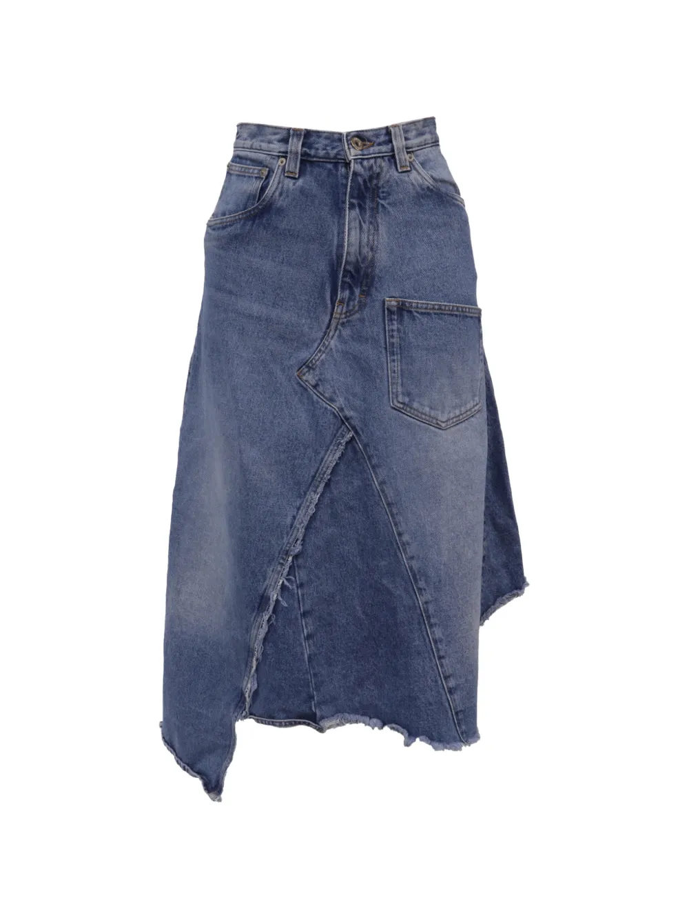 Loewe Pre-Owned asymmetric patchwork skirt - Blau